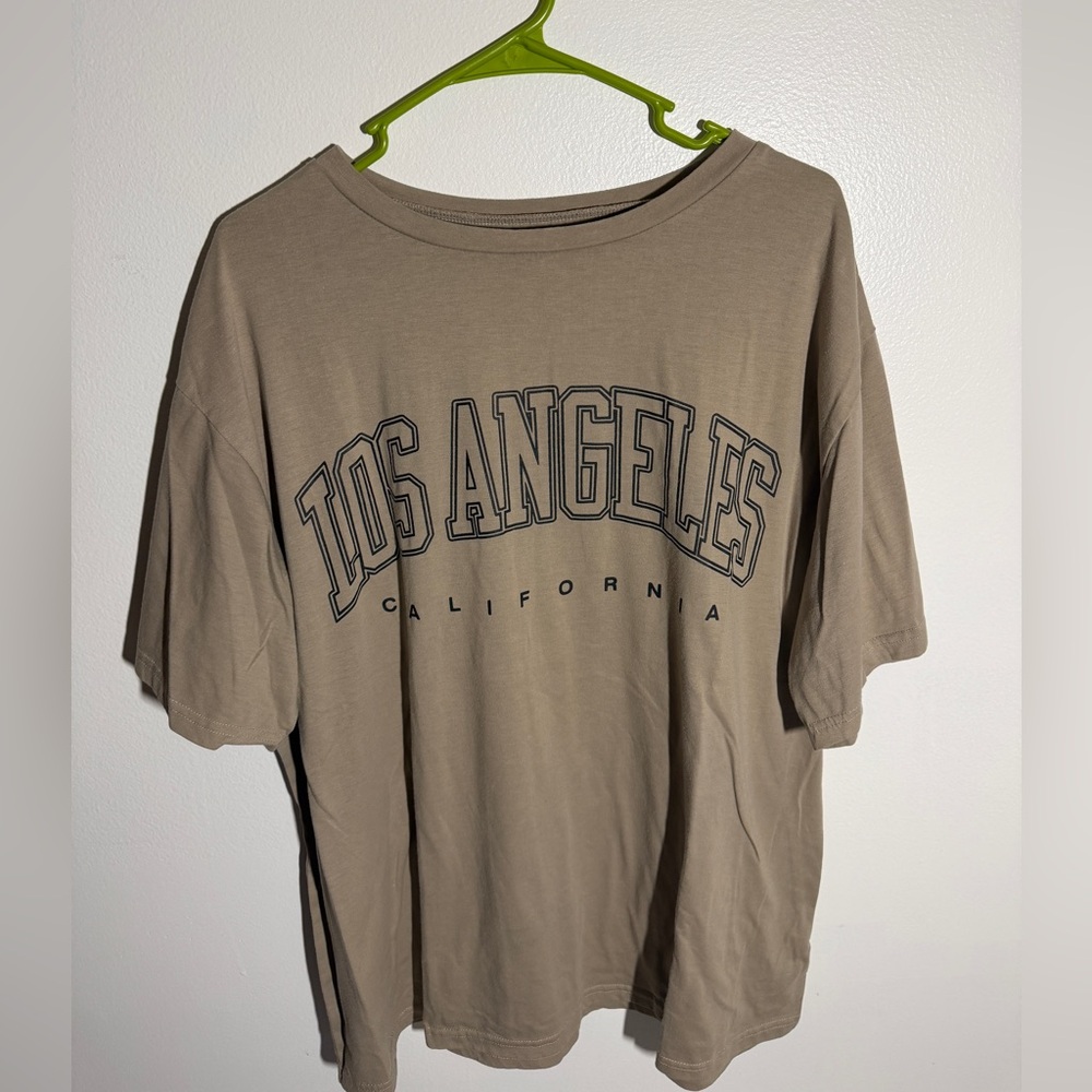 SHEIN Tan Los Angeles Graphic Tee
